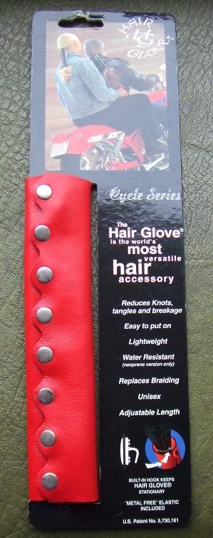 Red leather Hairglove 8"